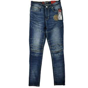 Panyc Boys Jeans Size 14 New Motto Blue Stretch Flex Skinny Fit Durable dark